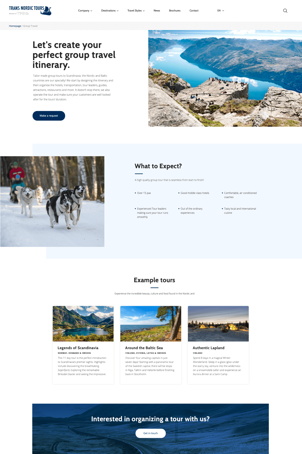 Trans Nordic Tours Website, Designed and Developed by Ester Digital