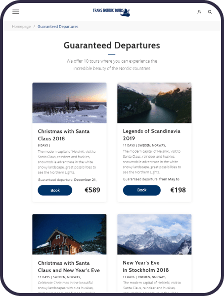 Trans Nordic Tours Website, Designed and Developed by Ester Digital