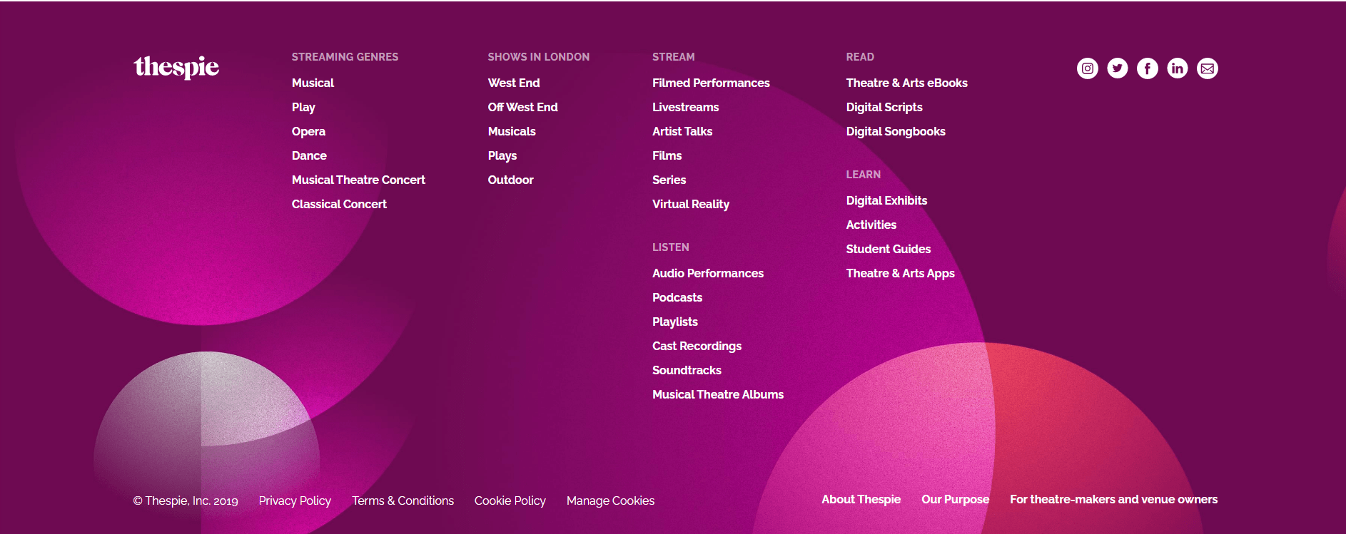 Thespie footer